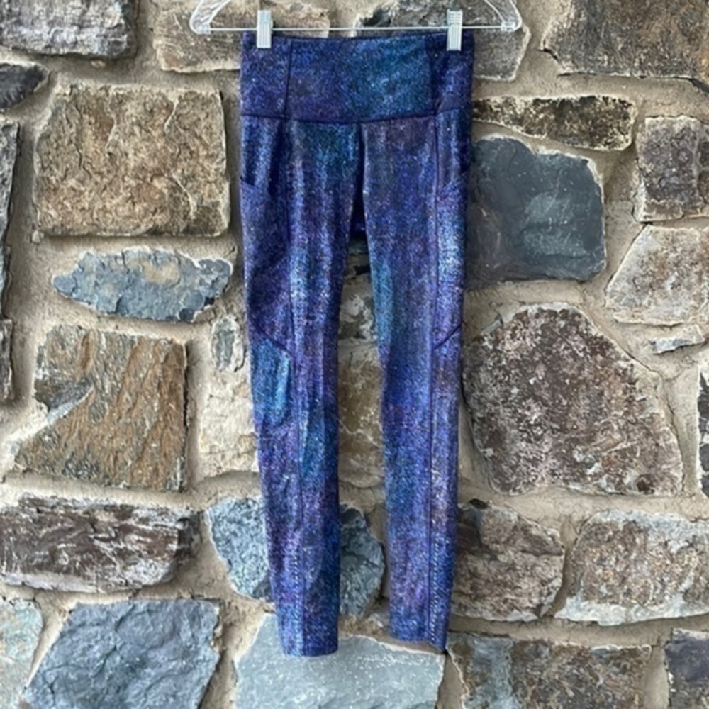Lululemon Fast and Free Tight II 25" *Nulux in Polar Lights Blue Multi Size 4
